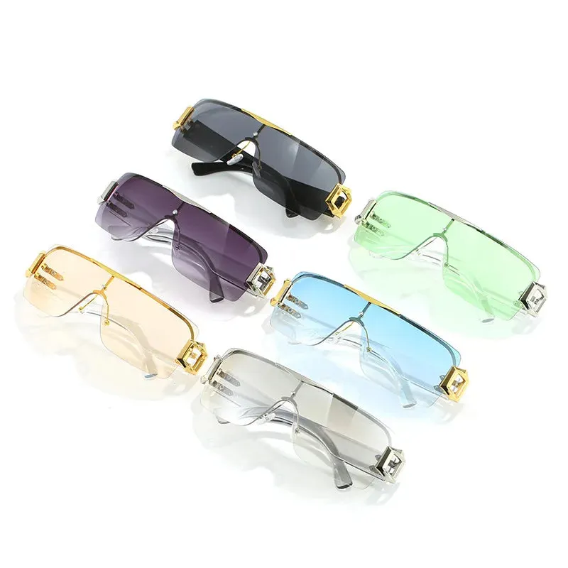 2023 New Fashion Rimless Sunglasses Luxury Women Men Golden Hinge Colorful PC Lens Brand Designer Fashion Model Eyewear UV400