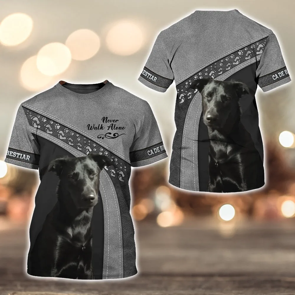 3D Dog T Shirts, Ca De Bestiar Love Never Walk Alone All Over Print T-Shirt, Gift For Pet Loves