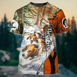 3D Dog T Shirts, Dog Hunting All Over Print T-Shirt, Gift For Pet Loves