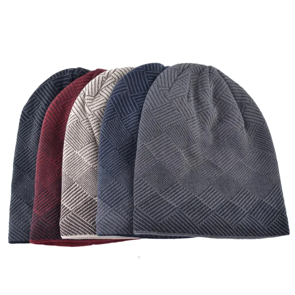 Aidase Winter Hats For Men Beanies Bonnet Knitted Men's Casual Bonnets Plaid Gorras Warm Thicker Double Layer Skullies Caps Gorro