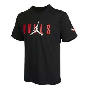 Air Jordan NBA Chicago Bulls Alphabet Printing Basketball Sports Round Neck Short Sleeve T-Shirt Black