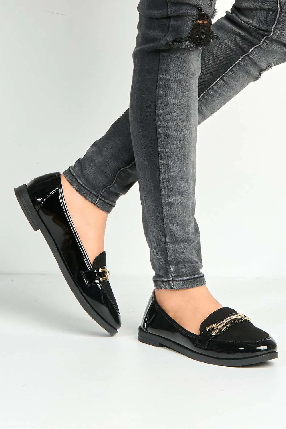 Ariee Diamante Detail Loafers in Black