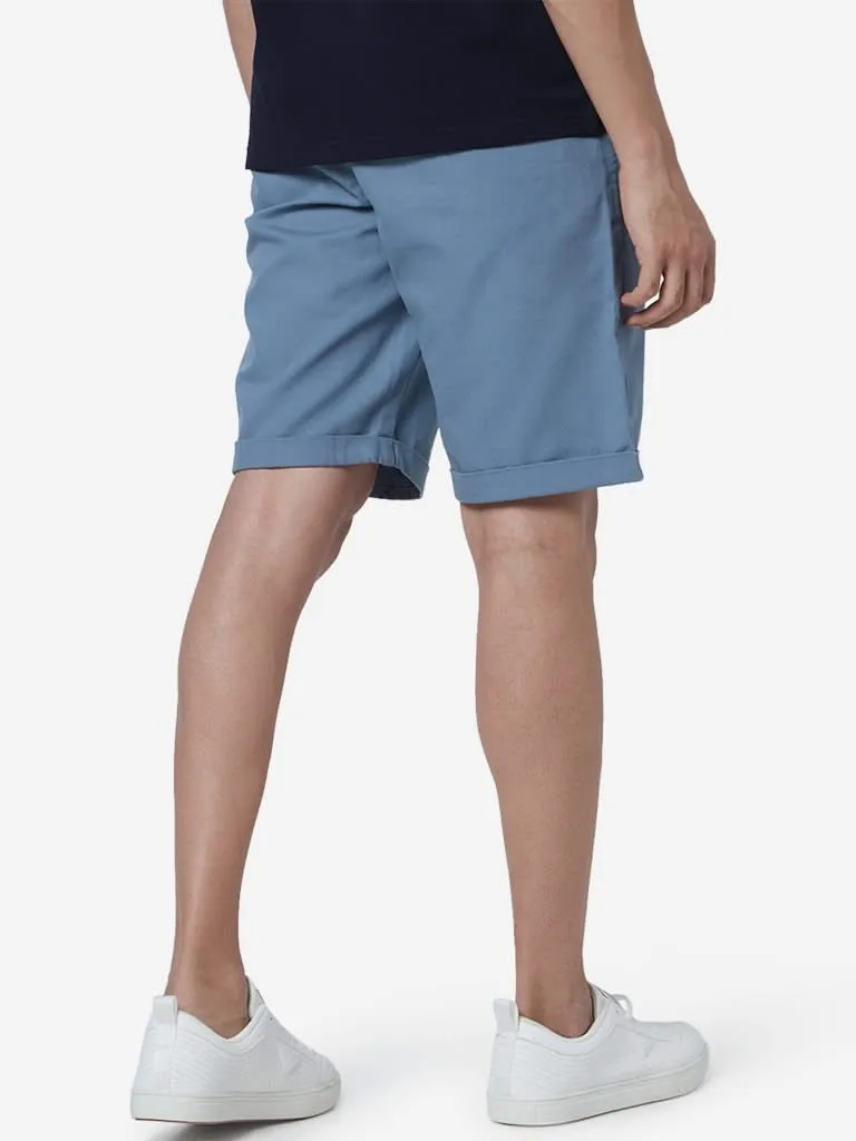 Ascot Blue Relaxed-Fit Cotton Shorts