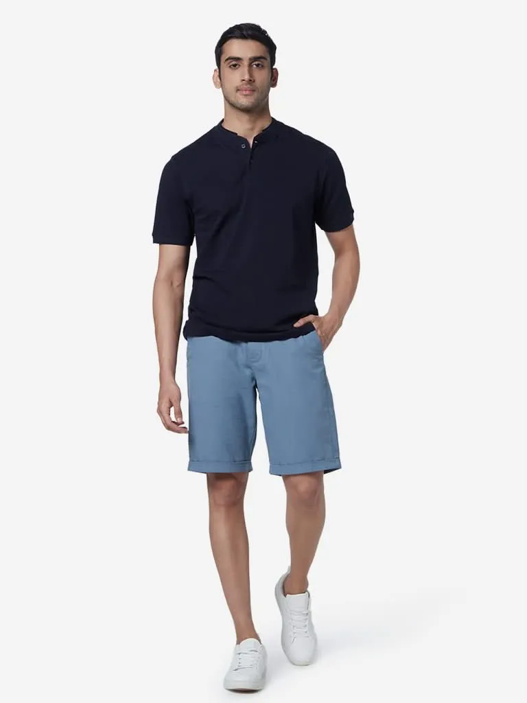 Ascot Blue Relaxed-Fit Cotton Shorts