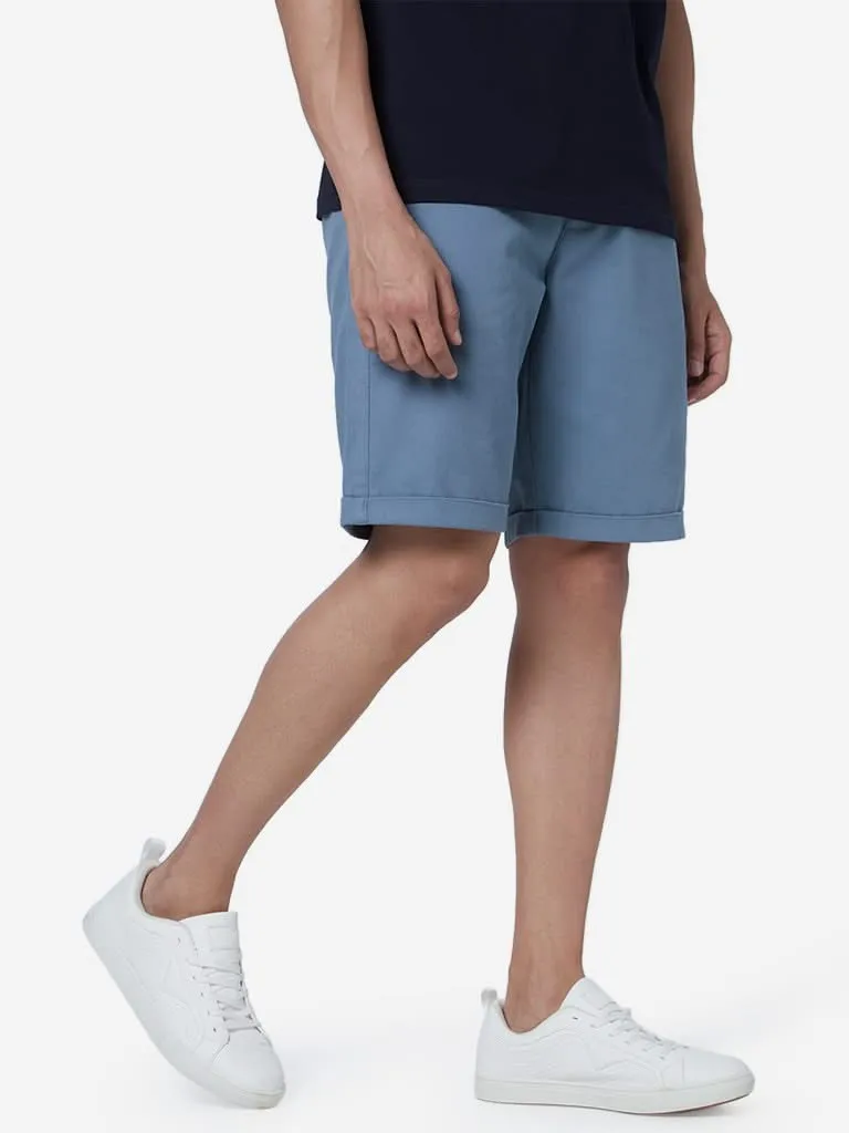 Ascot Blue Relaxed-Fit Cotton Shorts