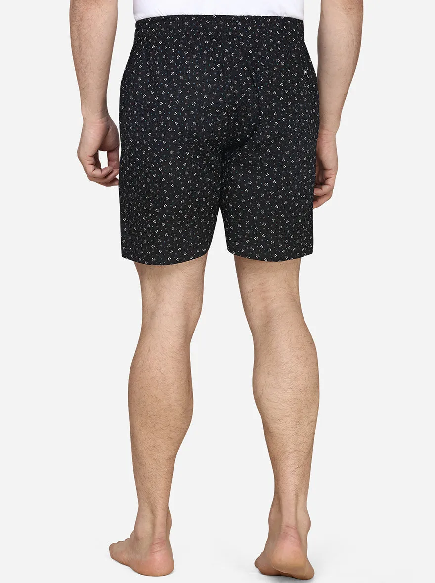 Black Printed Regular Fit Boxer Shorts | JadeBlue