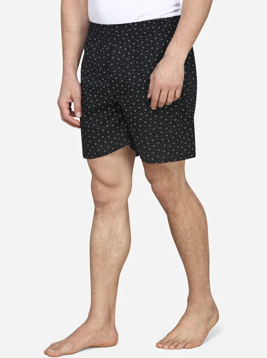 Black Printed Regular Fit Boxer Shorts | JadeBlue