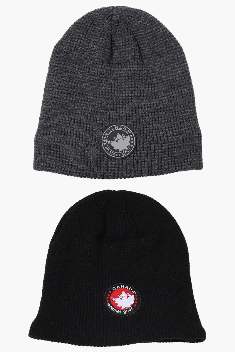 Canada Weather Gear 2 Pack Plush Lined Beanie Hat - Grey