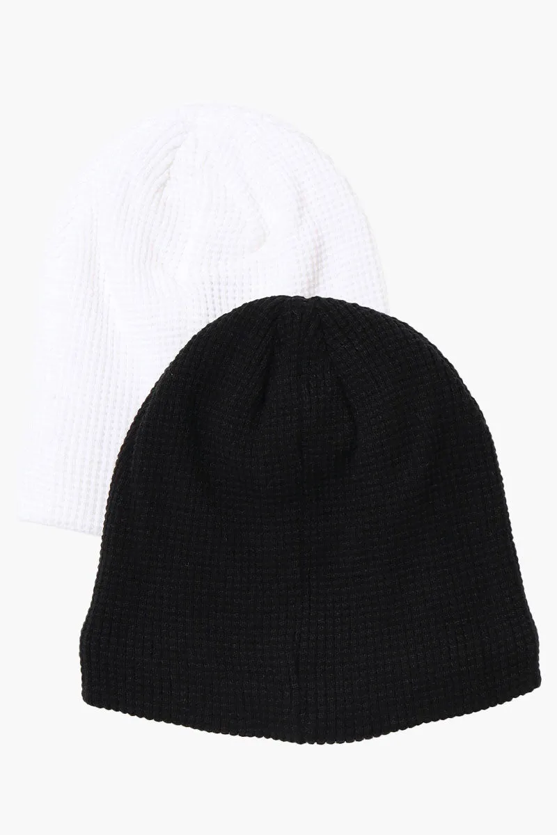 Canada Weather Gear 2 Pack Plush Lined Beanie Hat - White