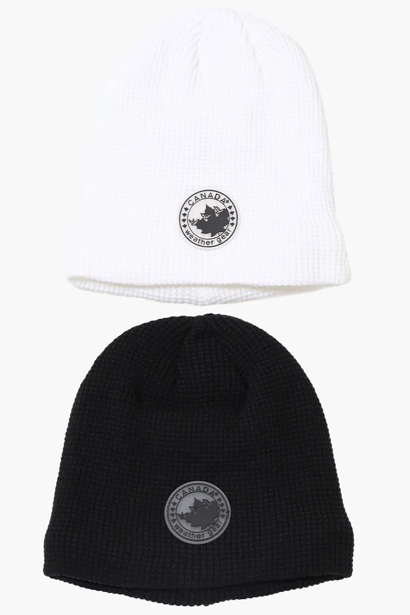 Canada Weather Gear 2 Pack Plush Lined Beanie Hat - White