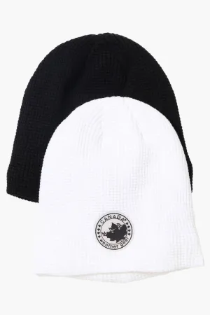 Canada Weather Gear 2 Pack Plush Lined Beanie Hat - White