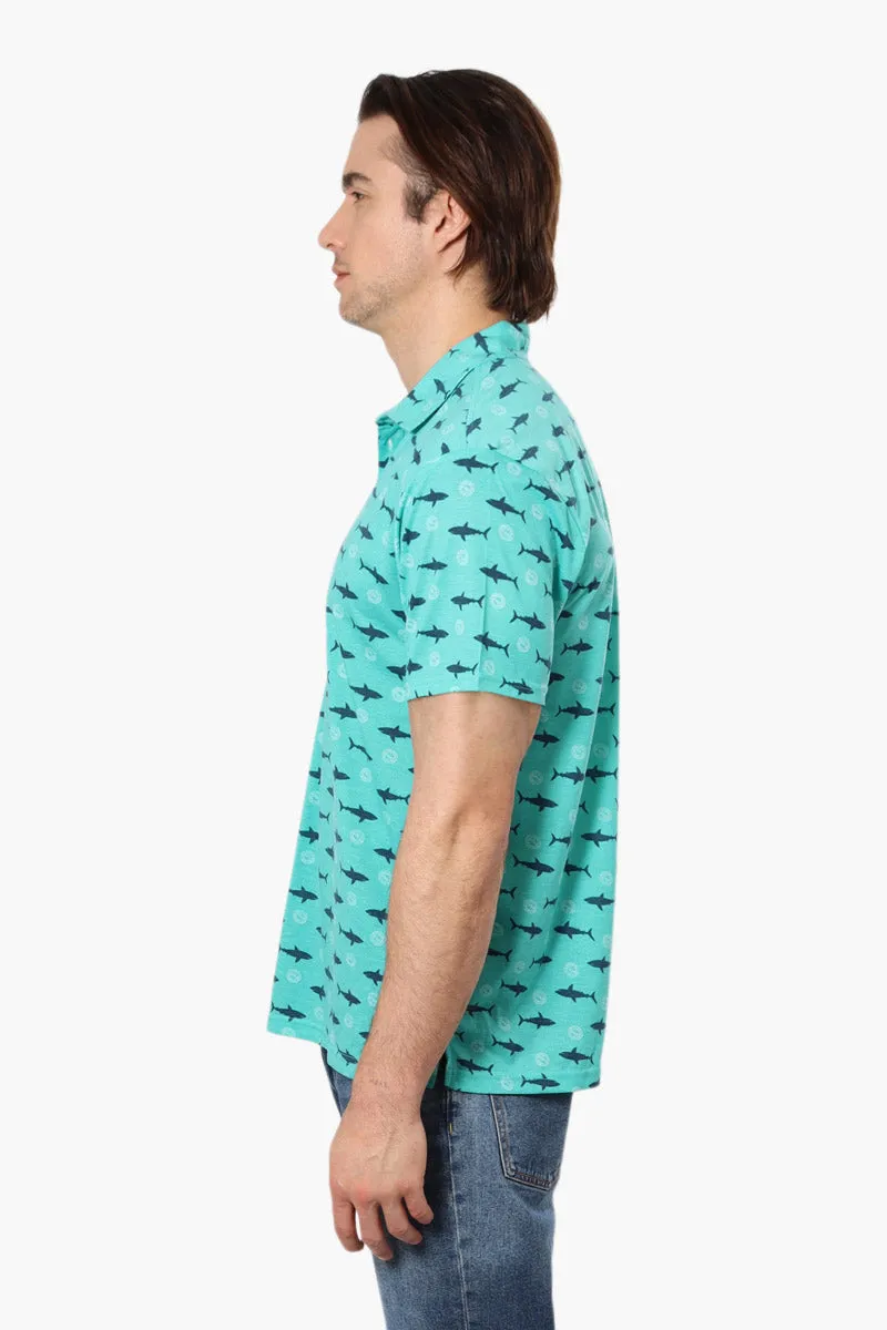 Canada Weather Gear Shark Pattern Polo Shirt - Teal