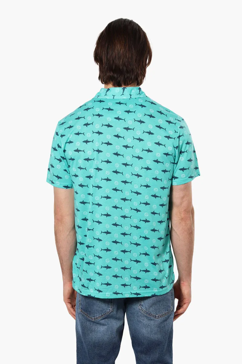 Canada Weather Gear Shark Pattern Polo Shirt - Teal