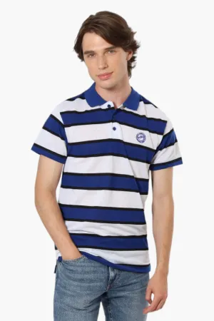 Canada Weather Gear Striped Button Up Polo Shirt - Blue