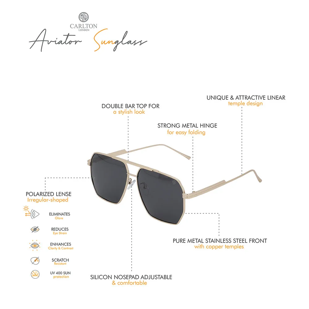 Carlton London Premium Gold Toned Polarised And Uv Protected Lens Rectangle Sunglasses For Men