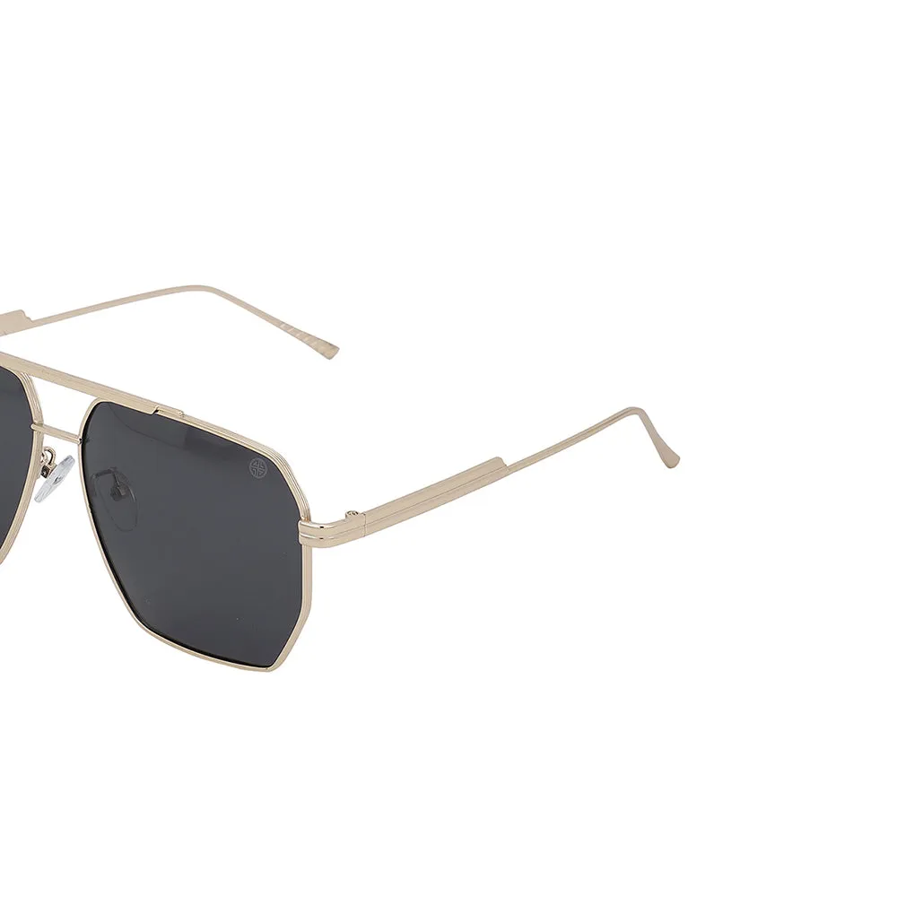 Carlton London Premium Gold Toned Polarised And Uv Protected Lens Rectangle Sunglasses For Men