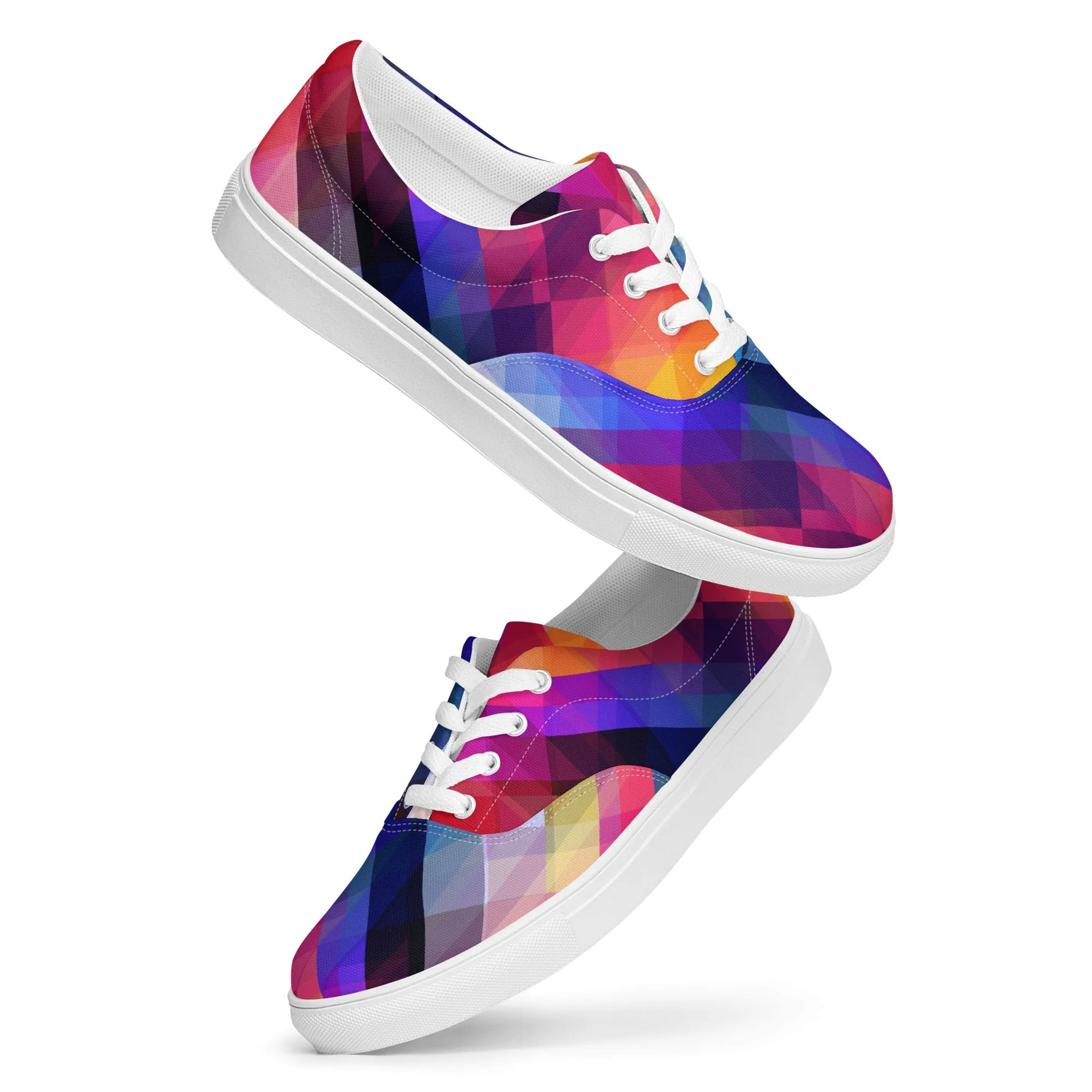 Color Glitch Men’s Lace-Up Canvas Shoes