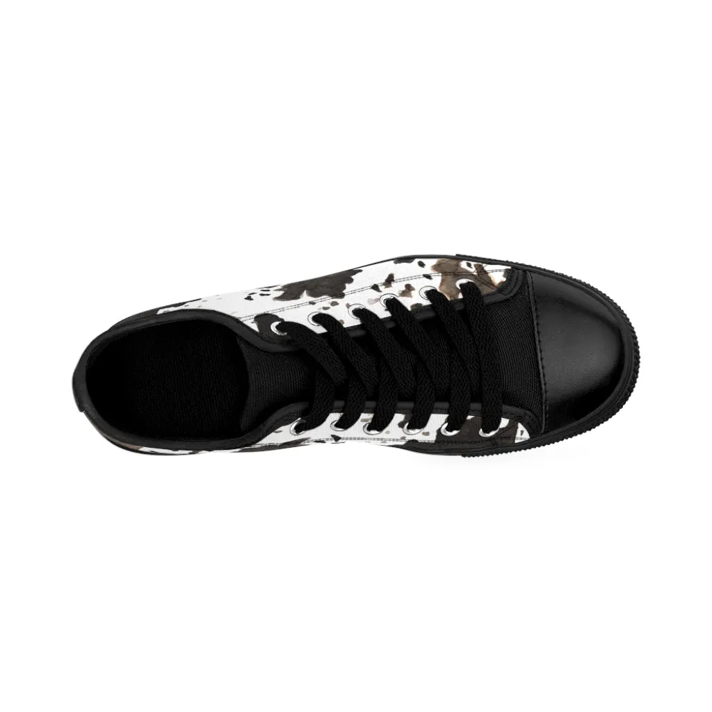 Cow Print Men's Sneakers, Farm Animal Print Casual Low Top Fashion Casual Sneakers For Men