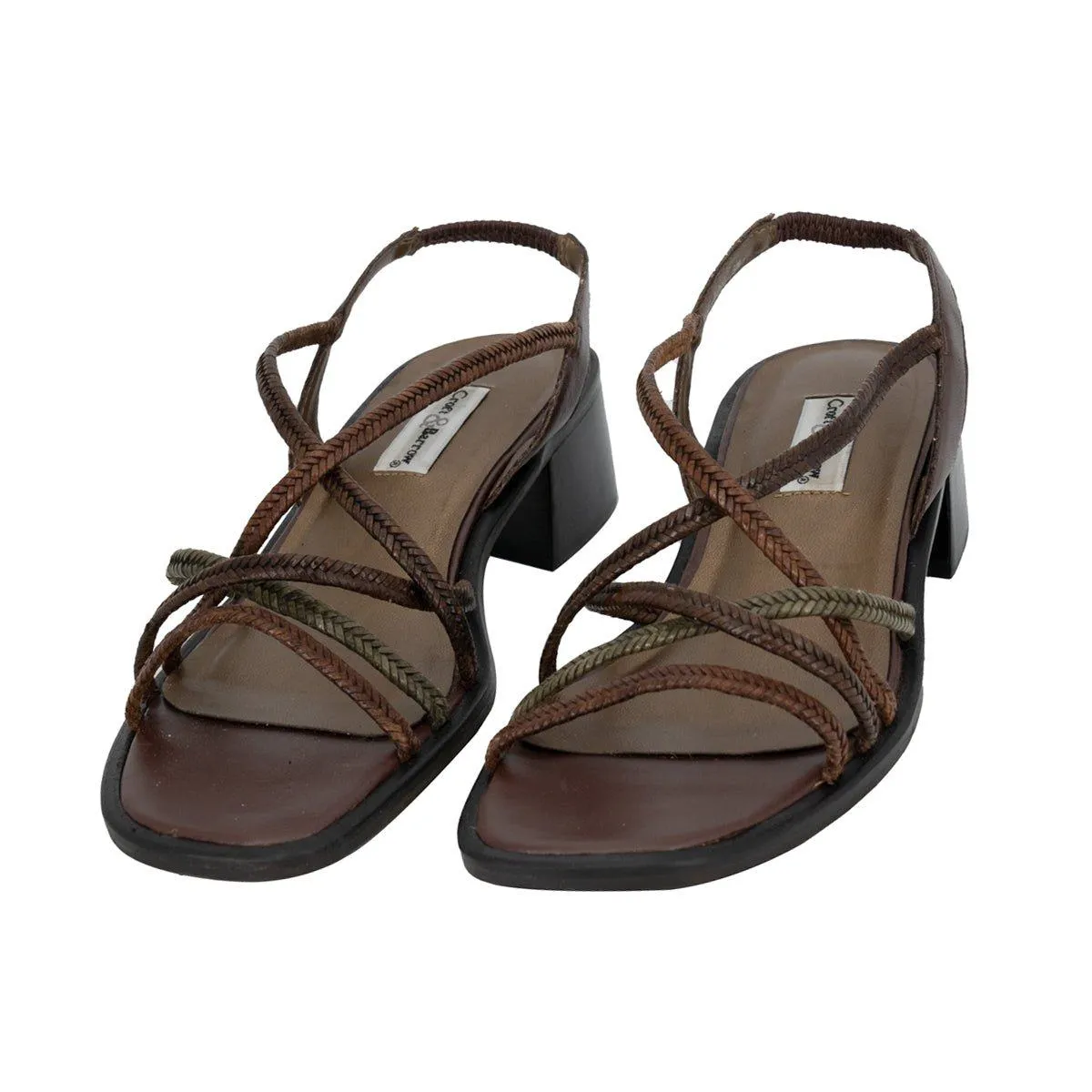 Croft & Barrow Strap Mid-Heel Sandals Leather Brown Colour For Women