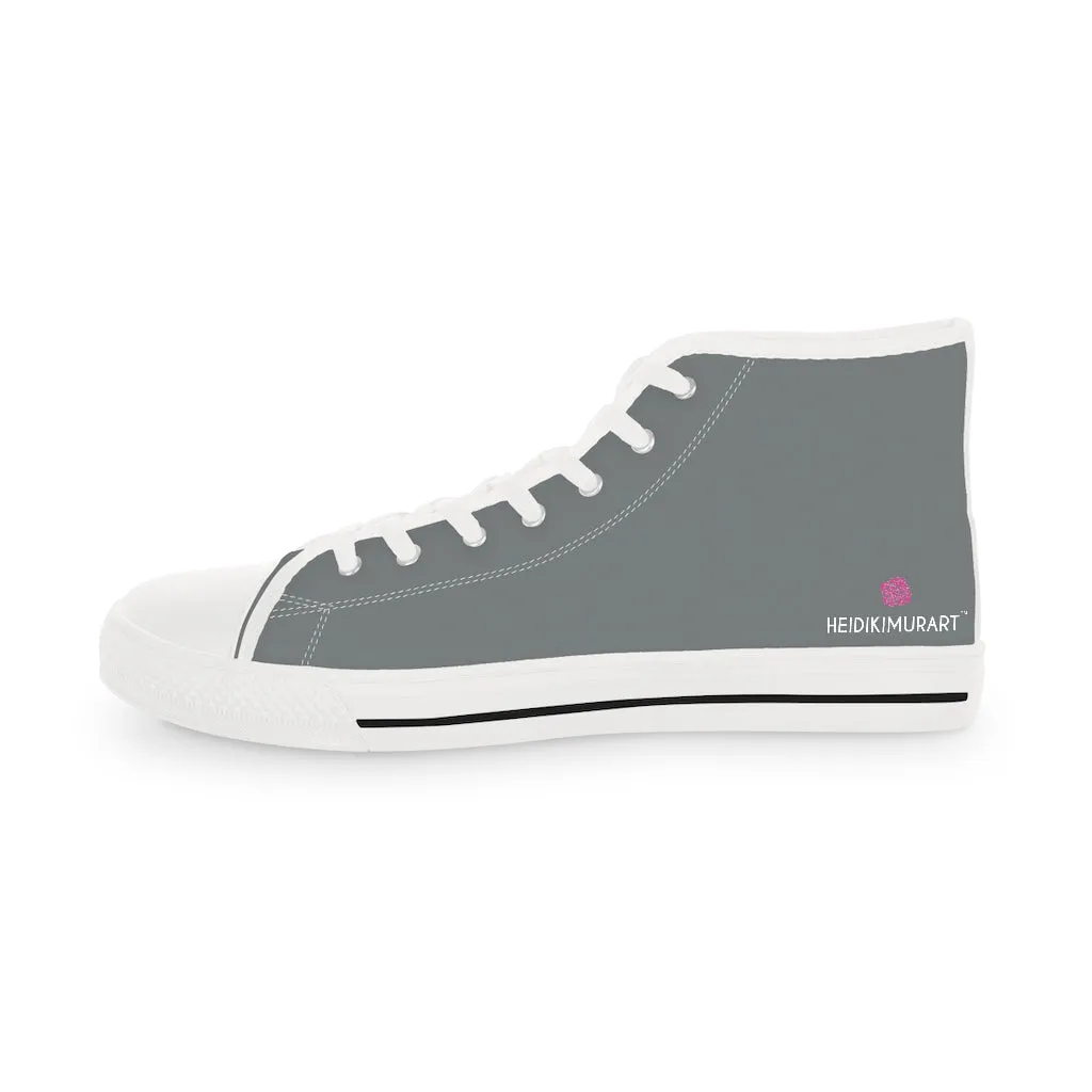 Dark Grey Men's High Tops, Grey Modern Minimalist Best Men's High Top Sneakers (US Size: 5-14)