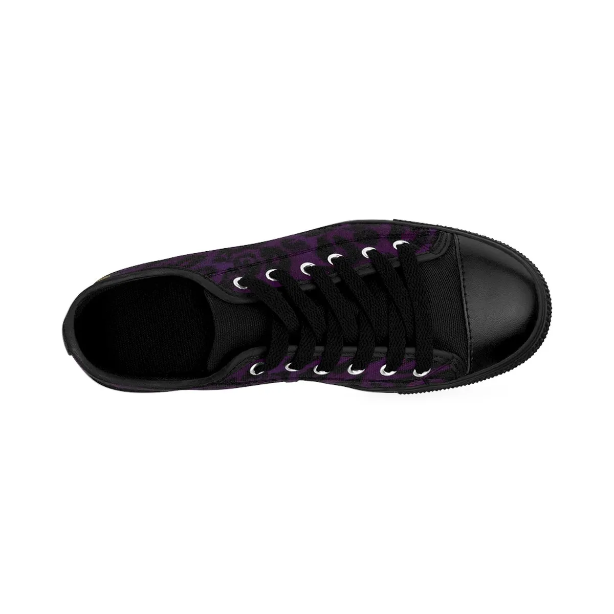 Dark Purple Leopard Men's Sneakers, Animal Print Premium Low Top Canvas Tennis Shoes