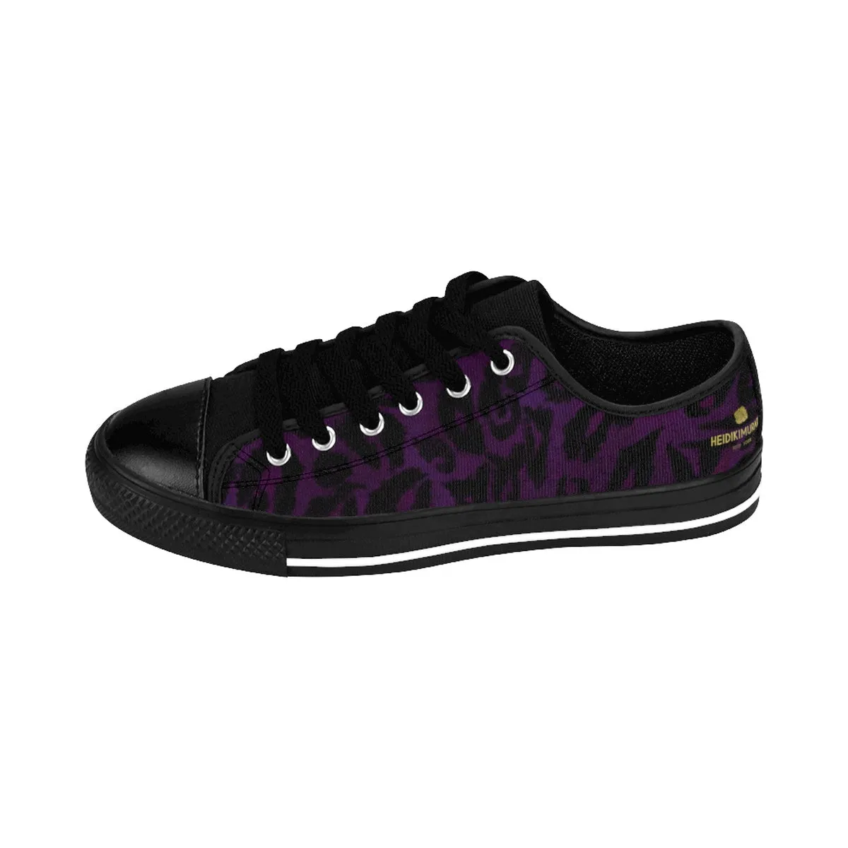 Dark Purple Leopard Men's Sneakers, Animal Print Premium Low Top Canvas Tennis Shoes