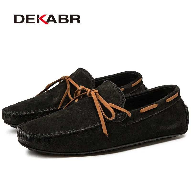 DEKABR Breathable Green Leather Loafers