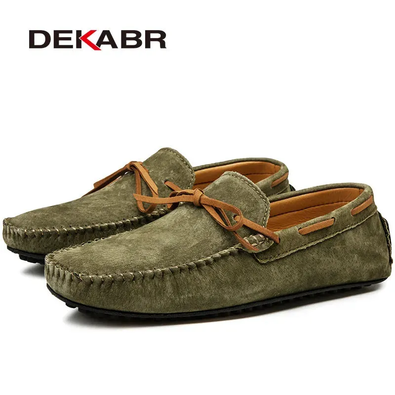 DEKABR Breathable Green Leather Loafers