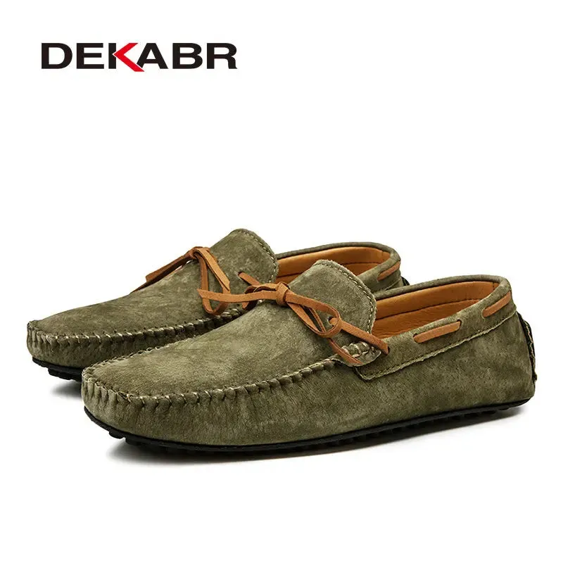 DEKABR Breathable Green Leather Loafers