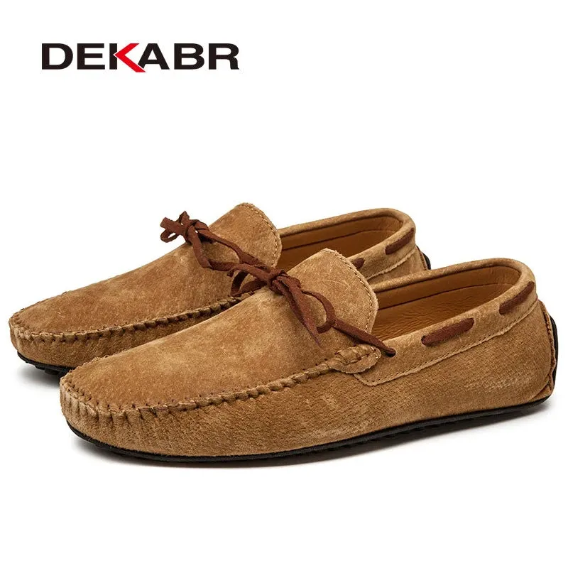 DEKABR Breathable Green Leather Loafers