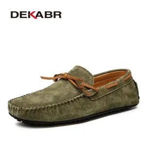 DEKABR Breathable Green Leather Loafers