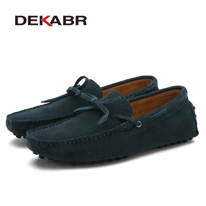 DEKABR Breathable Green Leather Loafers