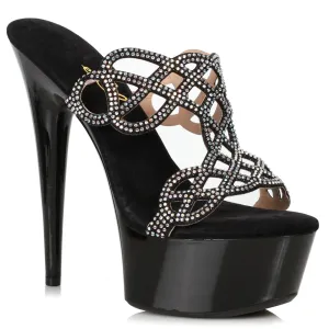 Ellie Shoes Sabrina 6" Stiletto Rhinestone Platform Mule Sandal