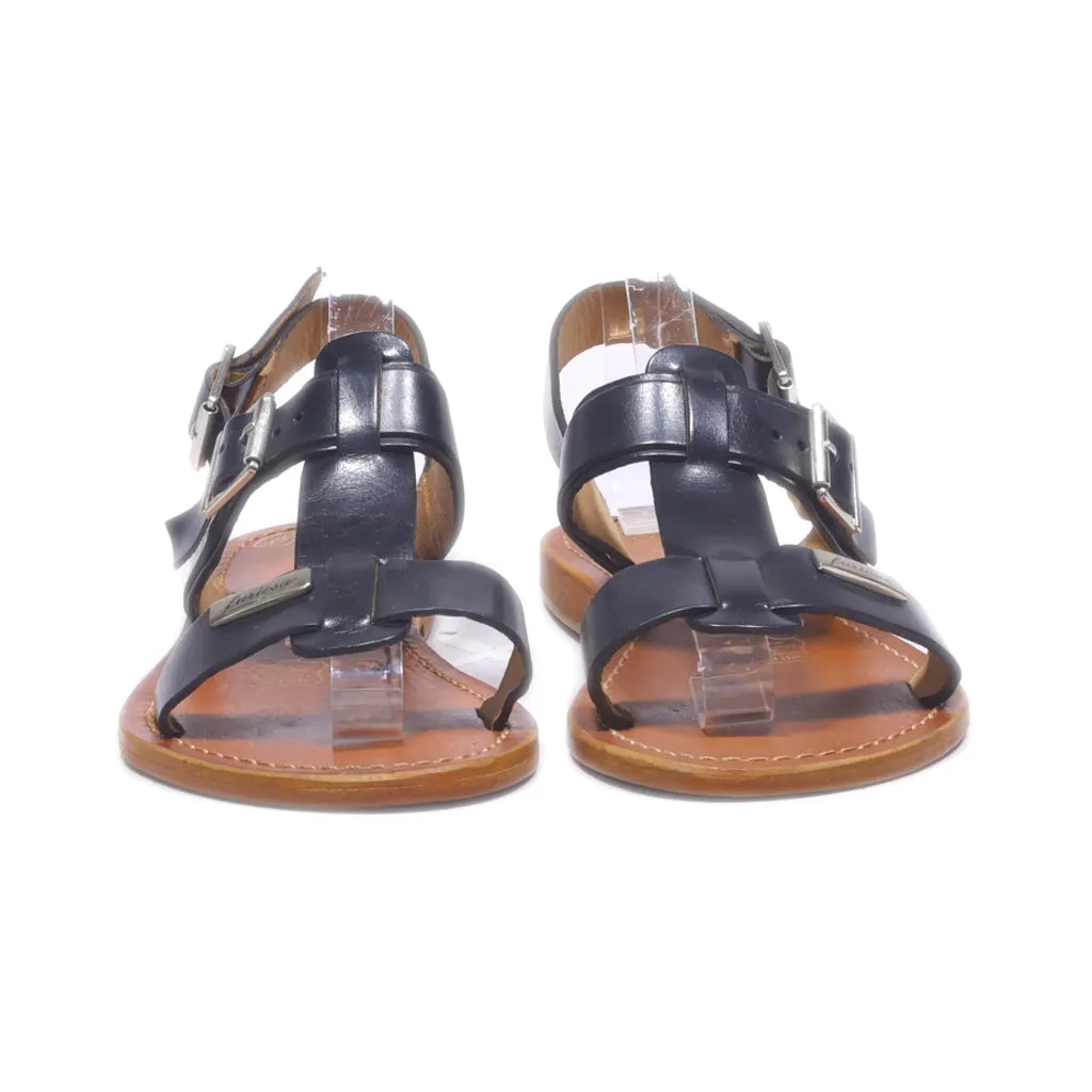 Furiosa Di Moda Flat Sandals Leather Black Colour For Women