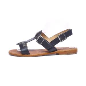 Furiosa Di Moda Flat Sandals Leather Black Colour For Women