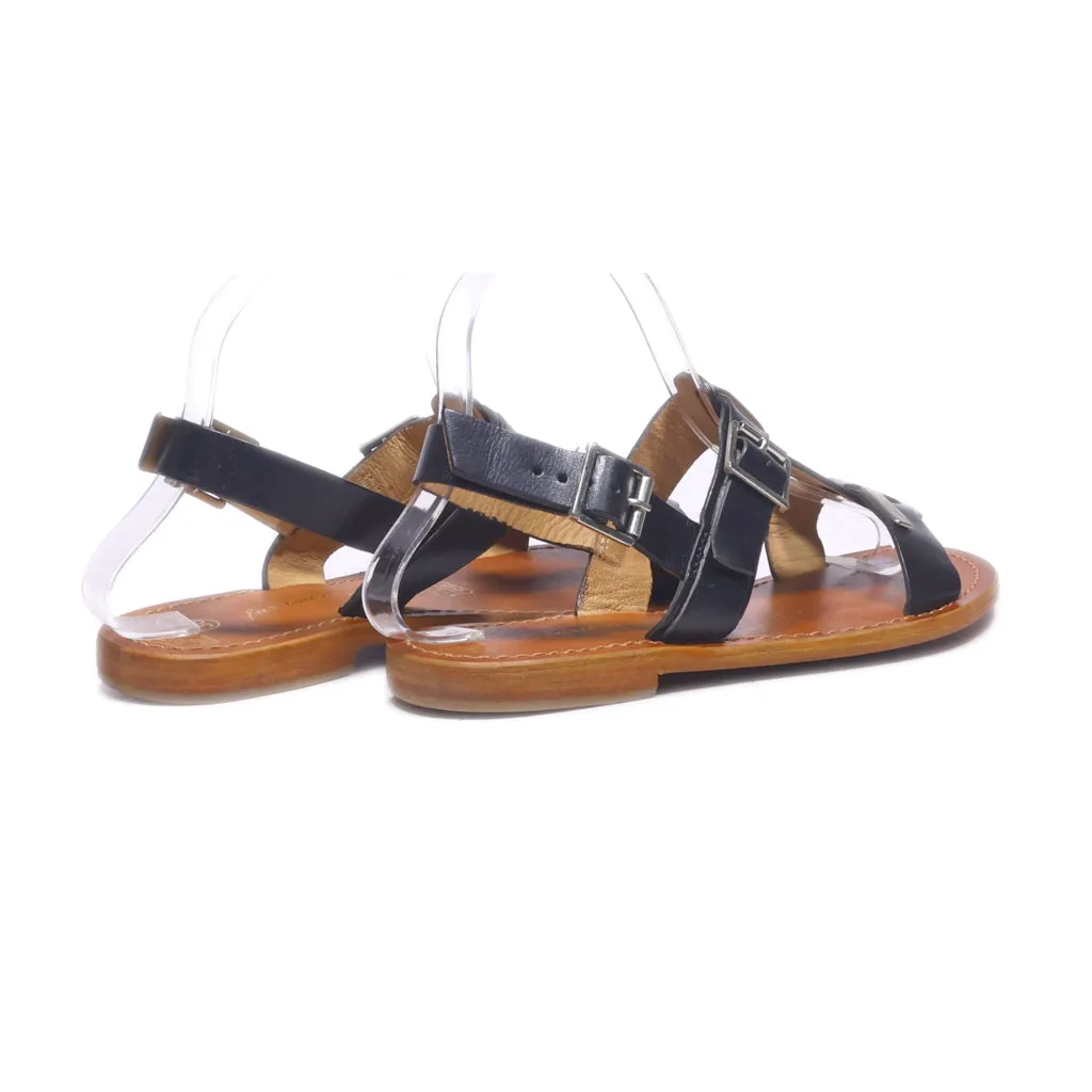 Furiosa Di Moda Flat Sandals Leather Black Colour For Women