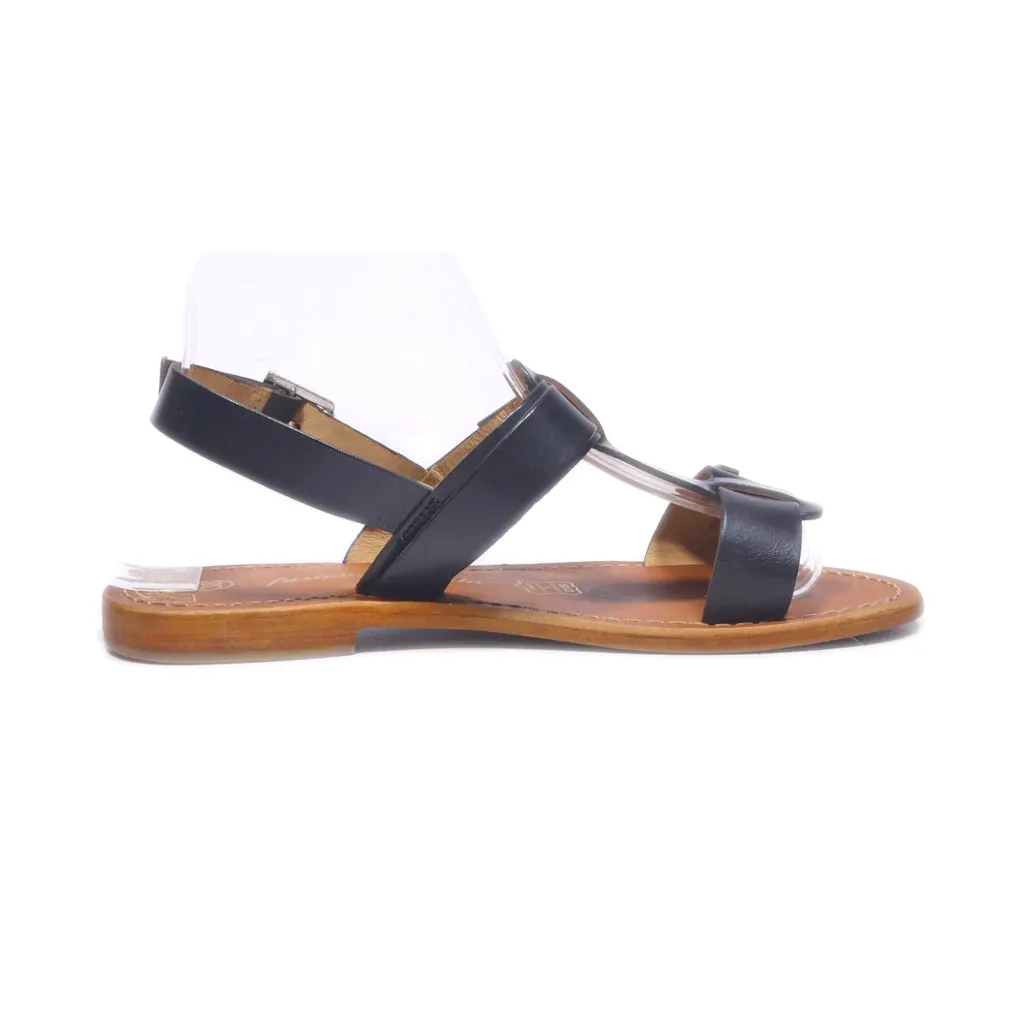 Furiosa Di Moda Flat Sandals Leather Black Colour For Women