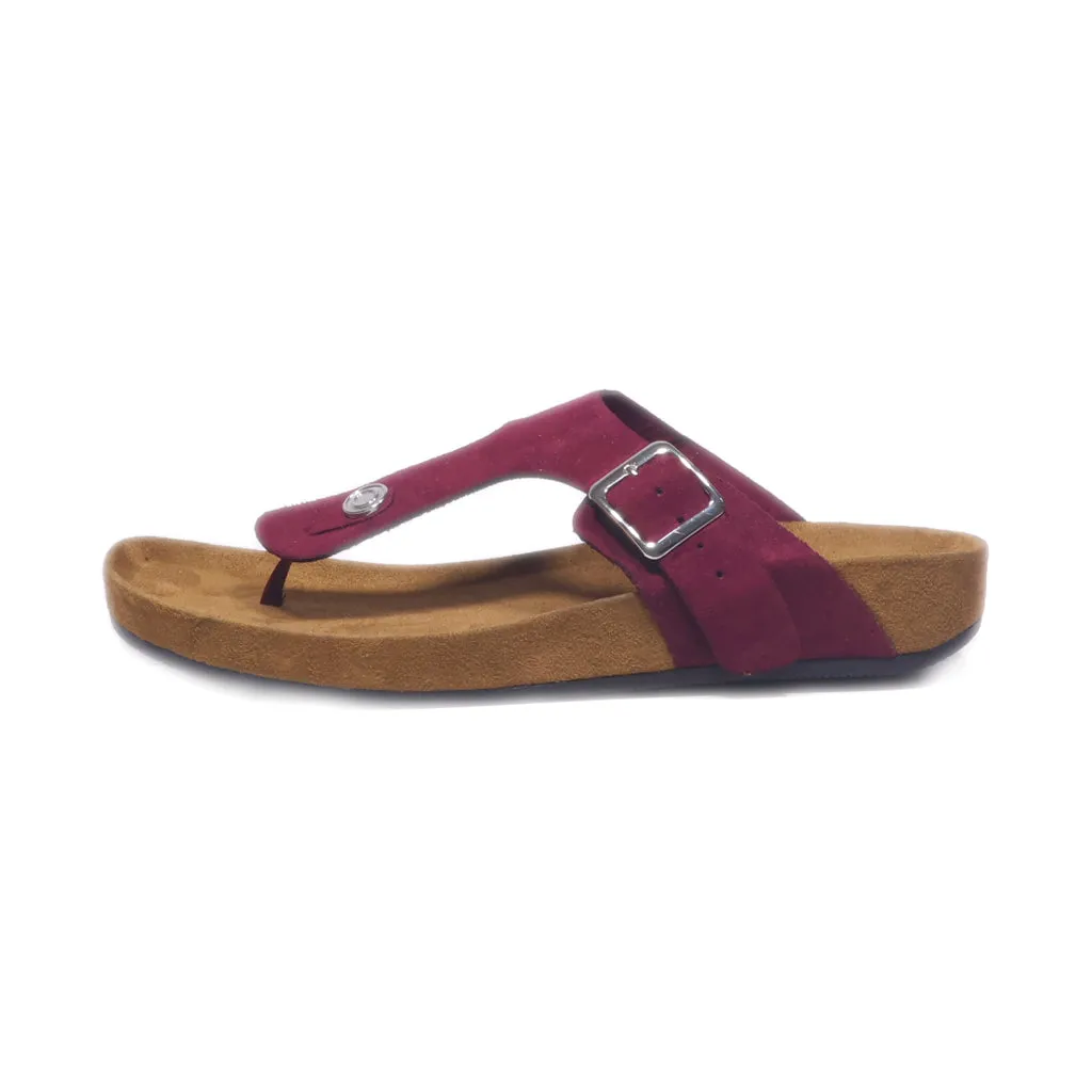 Graceland Flat Sandals Suede Burgundy Colour For Women