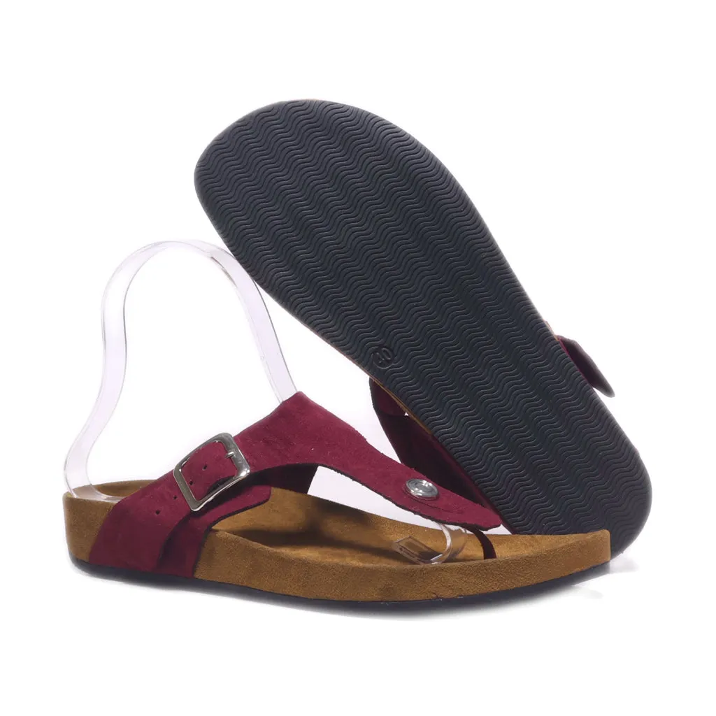 Graceland Flat Sandals Suede Burgundy Colour For Women