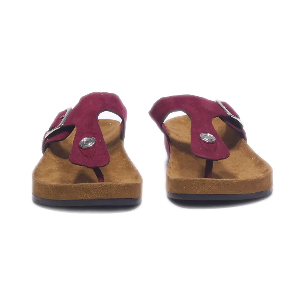 Graceland Flat Sandals Suede Burgundy Colour For Women