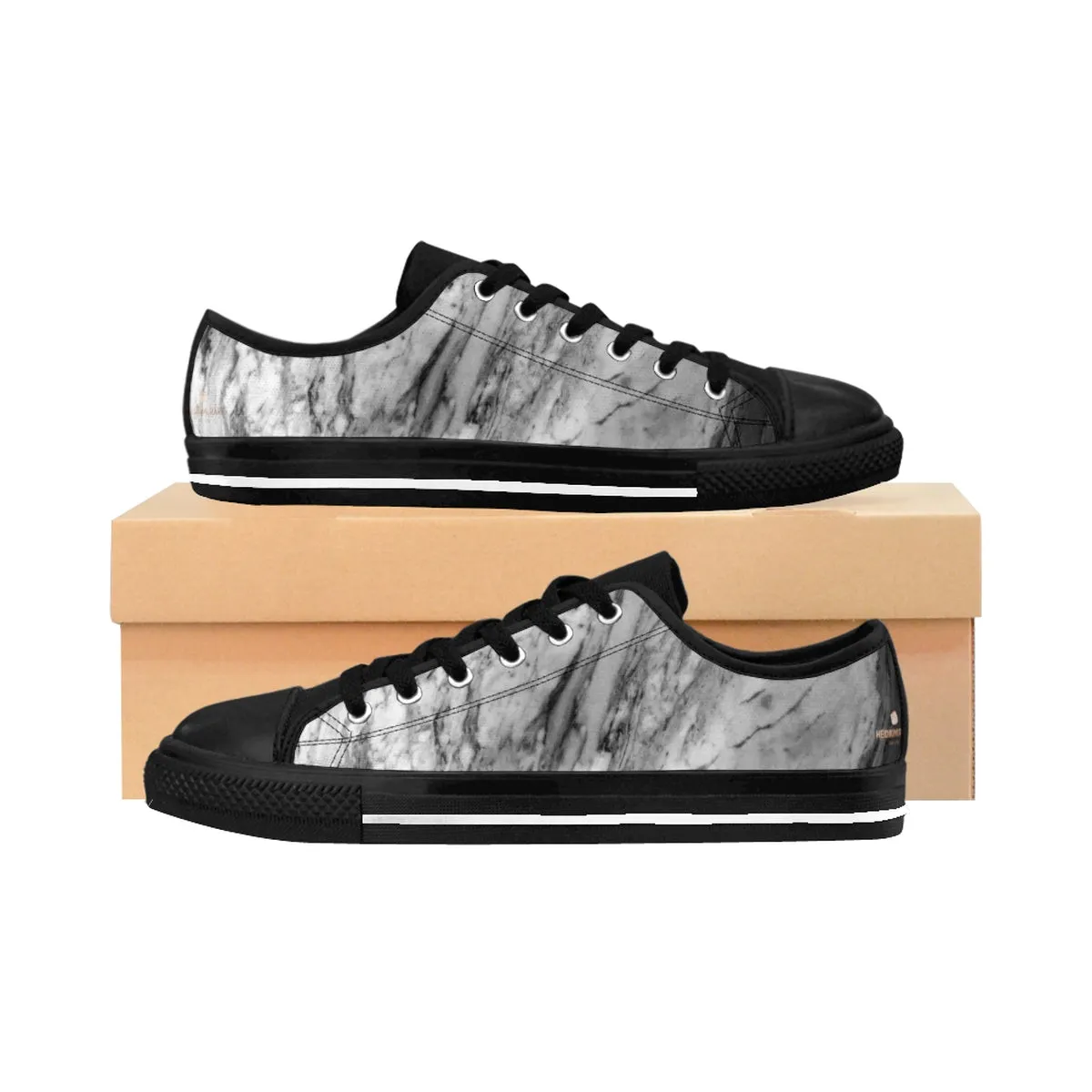 Gray Marble Print Men's Sneakers, Modern Designer Low Top Fashion Running Tennis Shoes