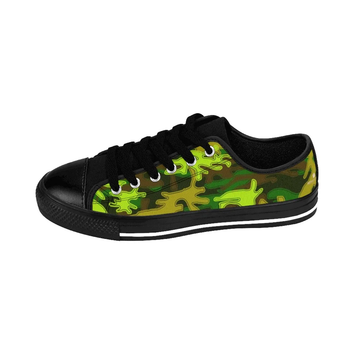 Green Camo Men's Low Tops, Military Army Print Best Canvas Sneakers Shoes For Men