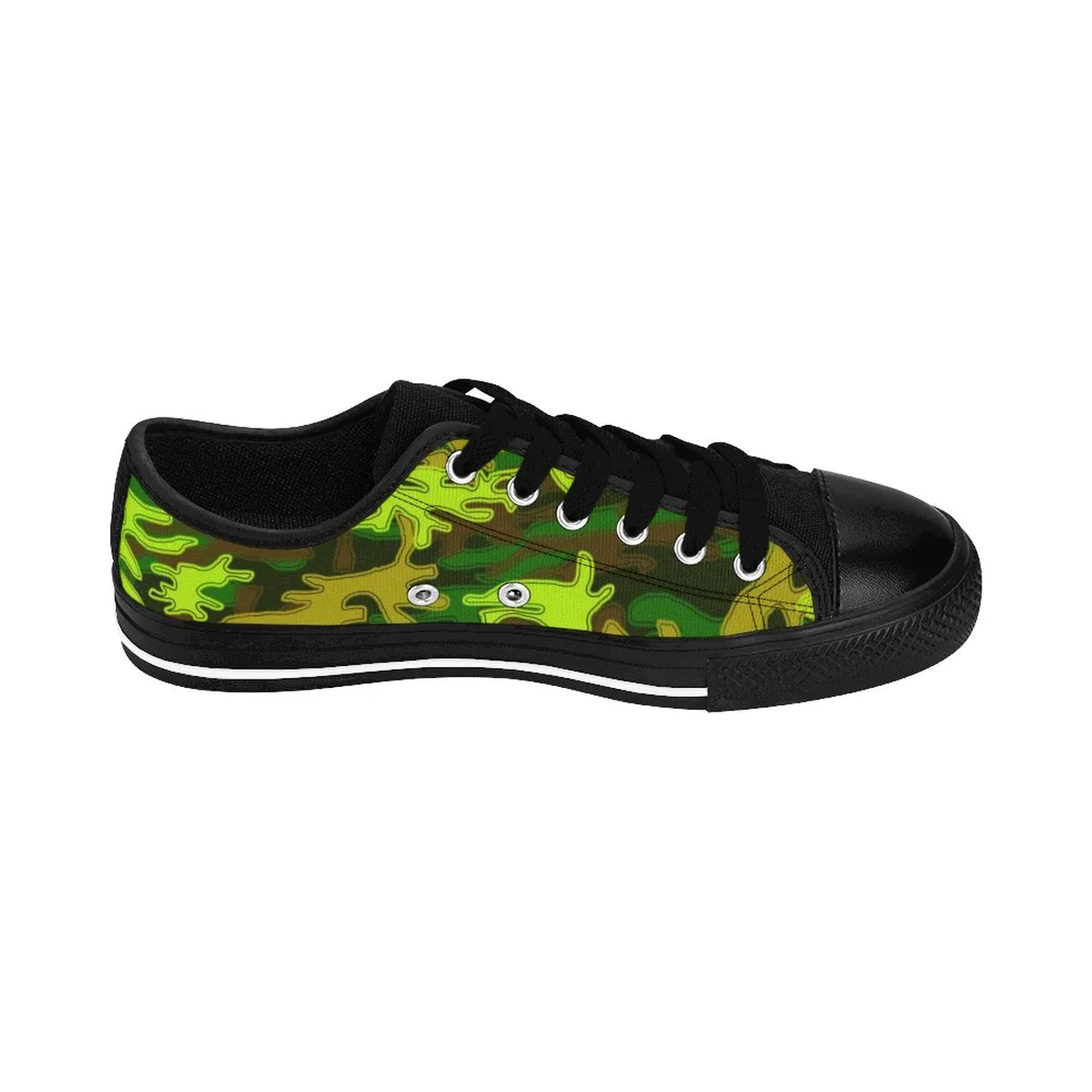 Green Camo Men's Low Tops, Military Army Print Best Canvas Sneakers Shoes For Men