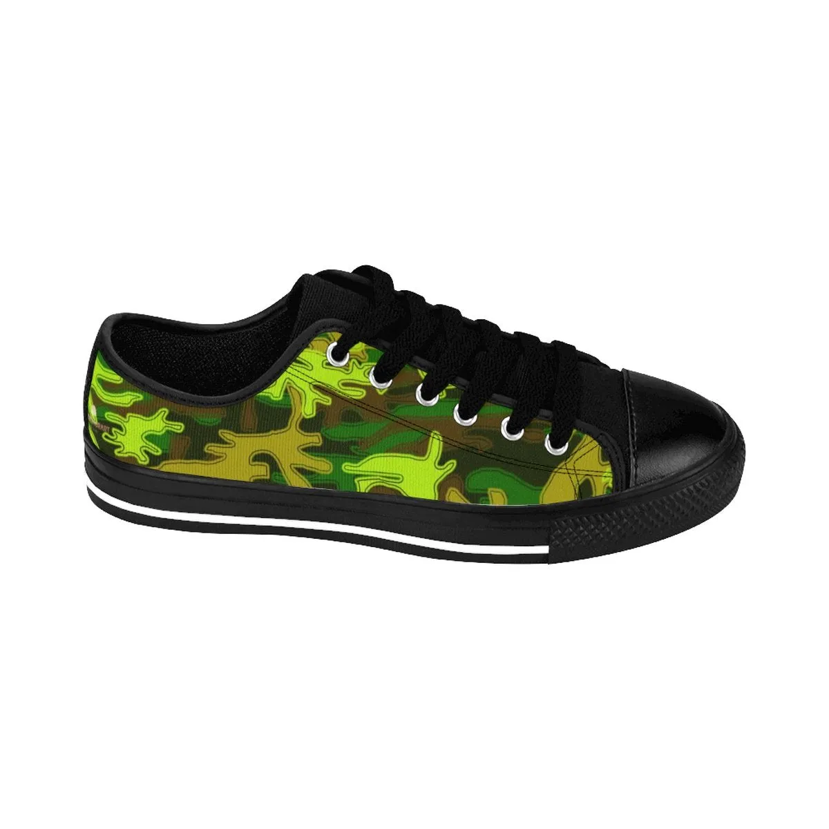 Green Camo Men's Low Tops, Military Army Print Best Canvas Sneakers Shoes For Men