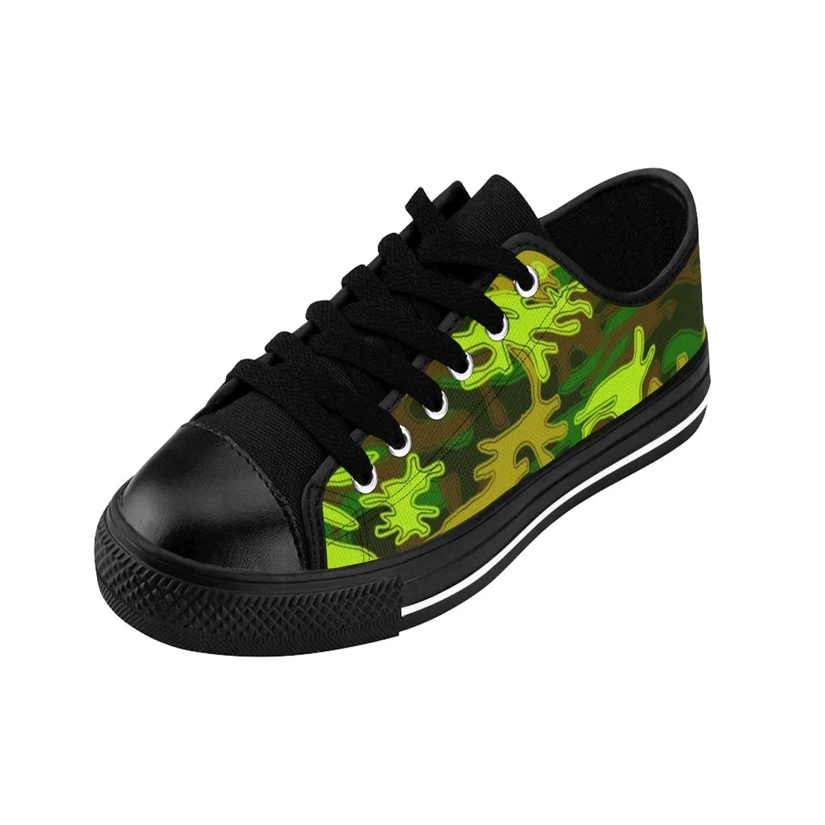 Green Camo Men's Low Tops, Military Army Print Best Canvas Sneakers Shoes For Men