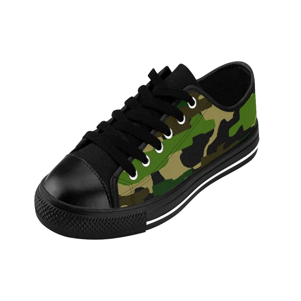 Green Camo Men's Sneakers, Best Camouflage Military Army Running Low Top Sneakers Shoes (US Size 7-14)