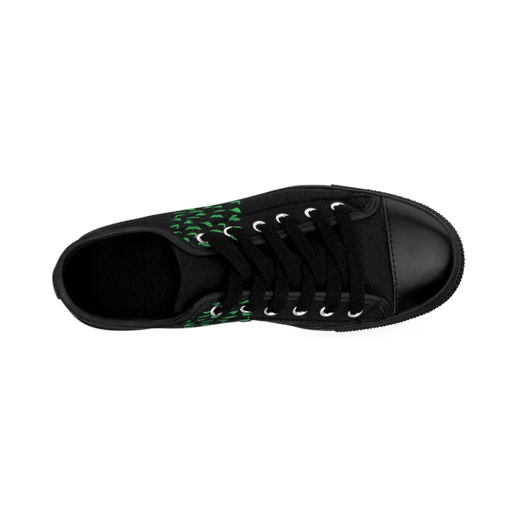 Green Japanese Crane Men's Sneakers, Designer Low Top Shoes For Stylish Men (US Size: 7-14)