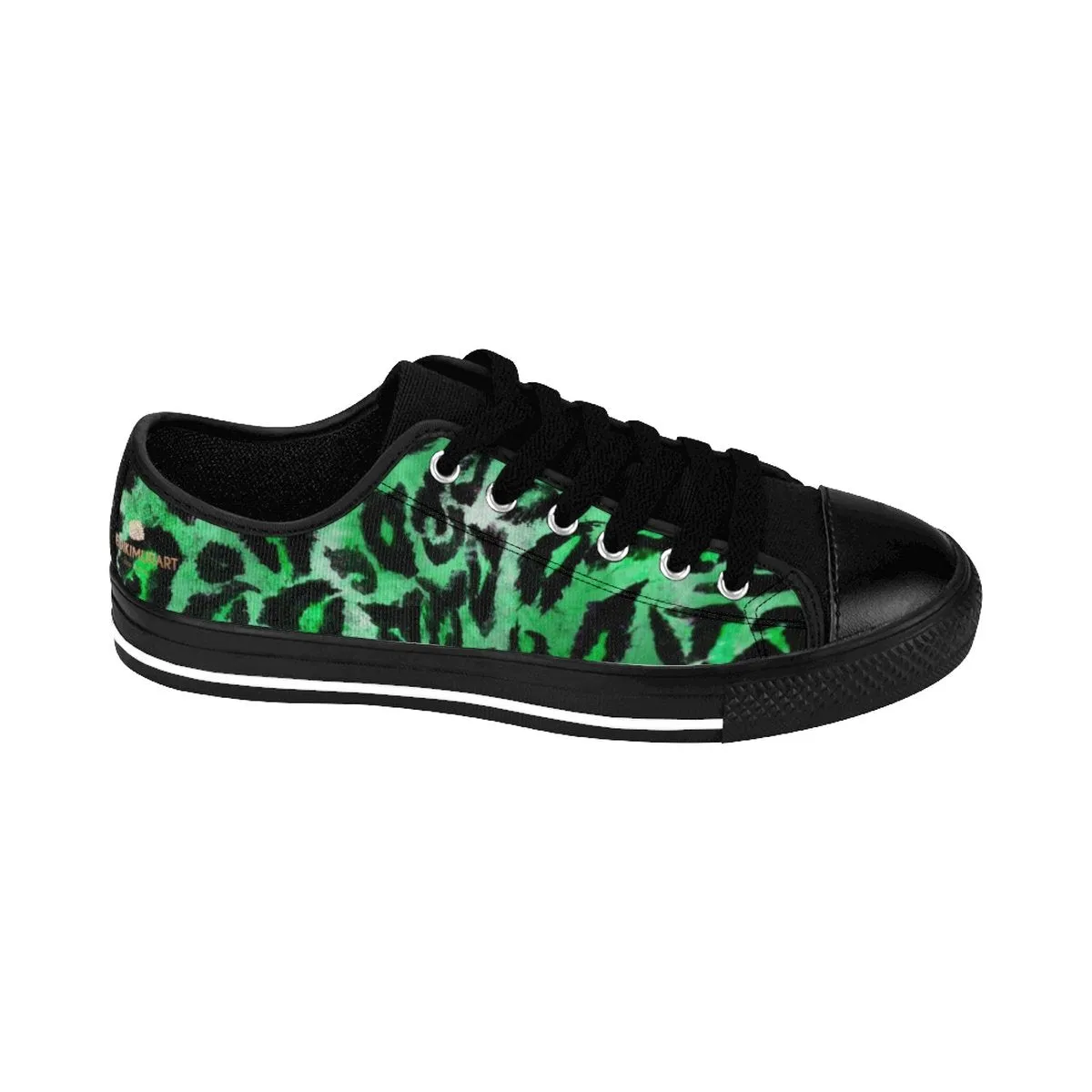 Green Leopard Men's Sneakers, Best Animal Print Premium Low Top Canvas Running Shoes