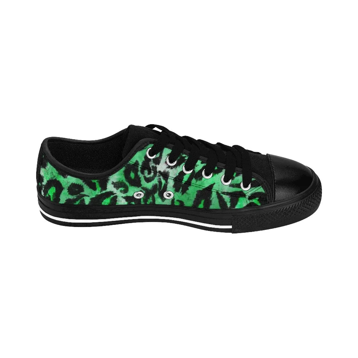 Green Leopard Men's Sneakers, Best Animal Print Premium Low Top Canvas Running Shoes