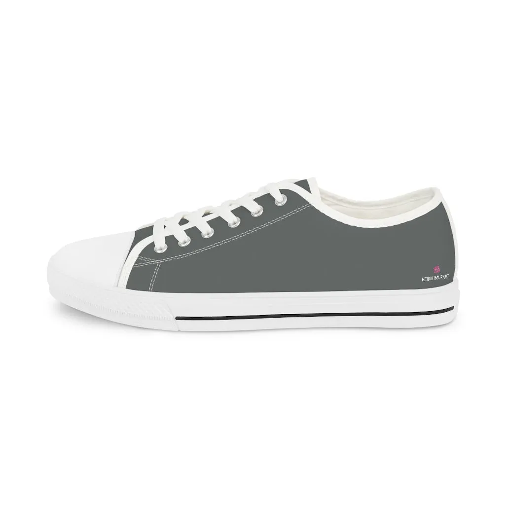 Grey Solid Color Men's Sneakers, Best Solid Grey Color Men's Low Top Sneakers Running Canvas Shoes